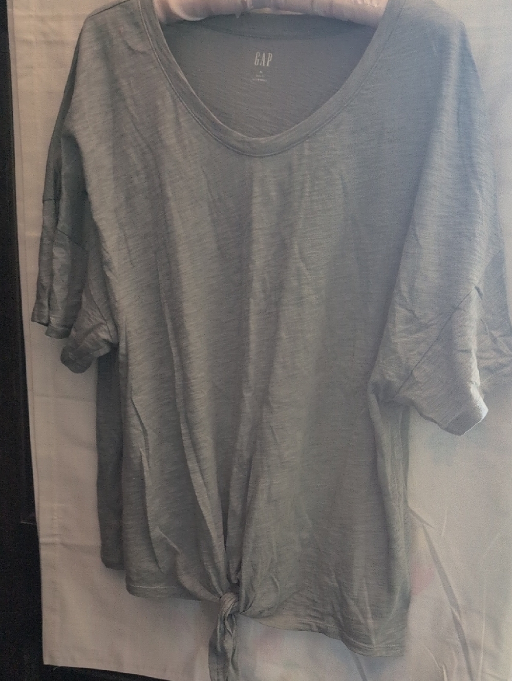 GAP Women's Light Green Tie-Front Short Sleeve Tee